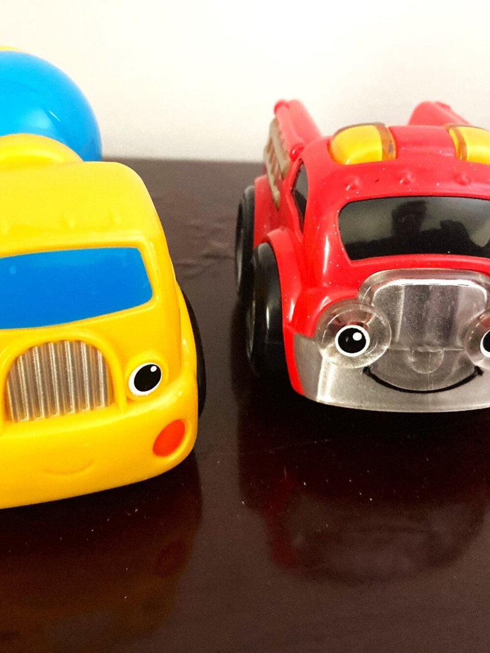2 Fisher-Price 2010-11 Rolling Baby Toys 3.5" Heavy Duty Fire Truck/Work Truck
